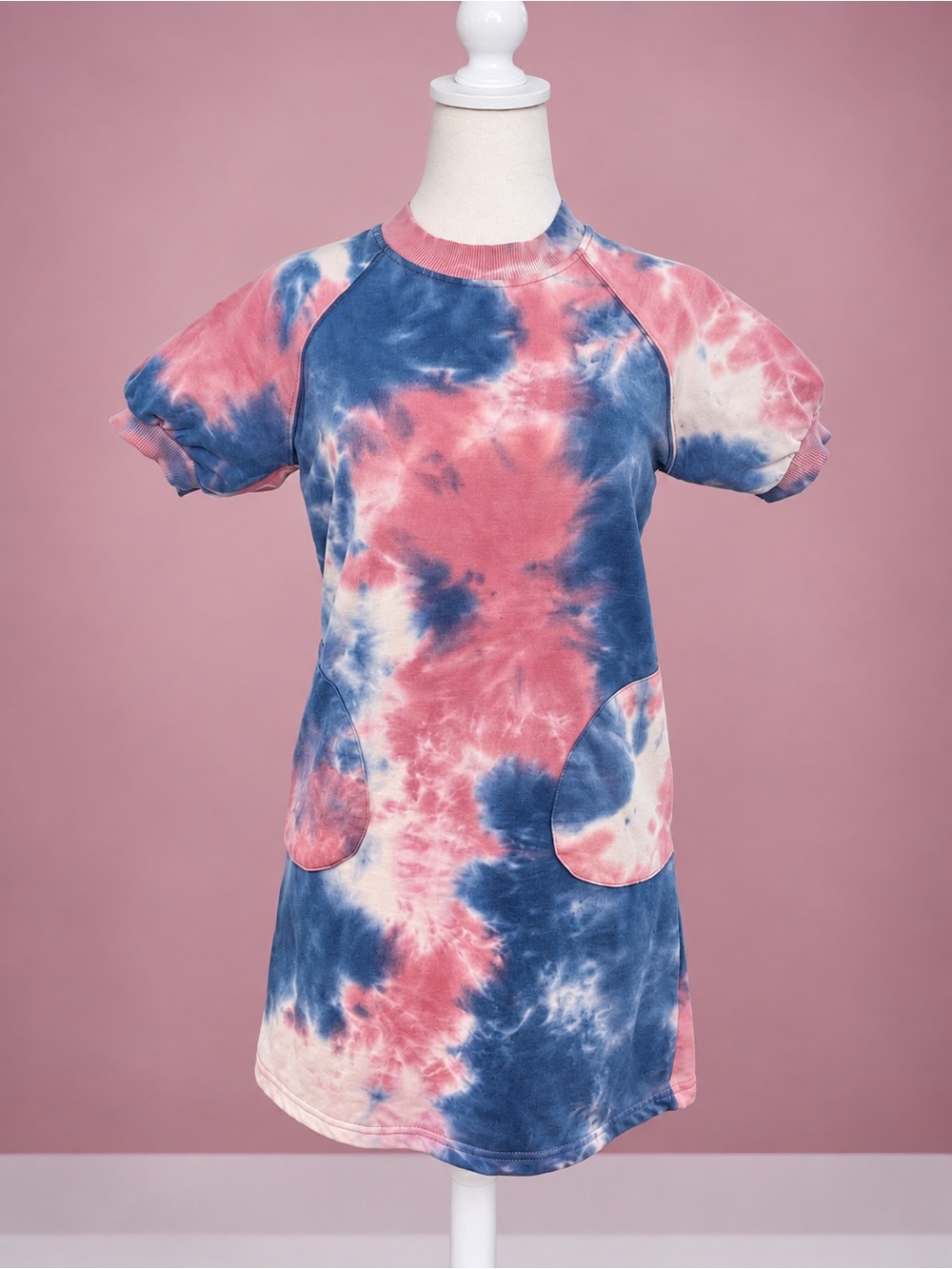 rue21 Pink Blue Tie Dye Sweatshirt Mini Dress Pockets XS